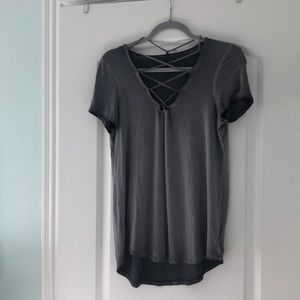 American Eagle AE Grey Criss Cross T-shirt